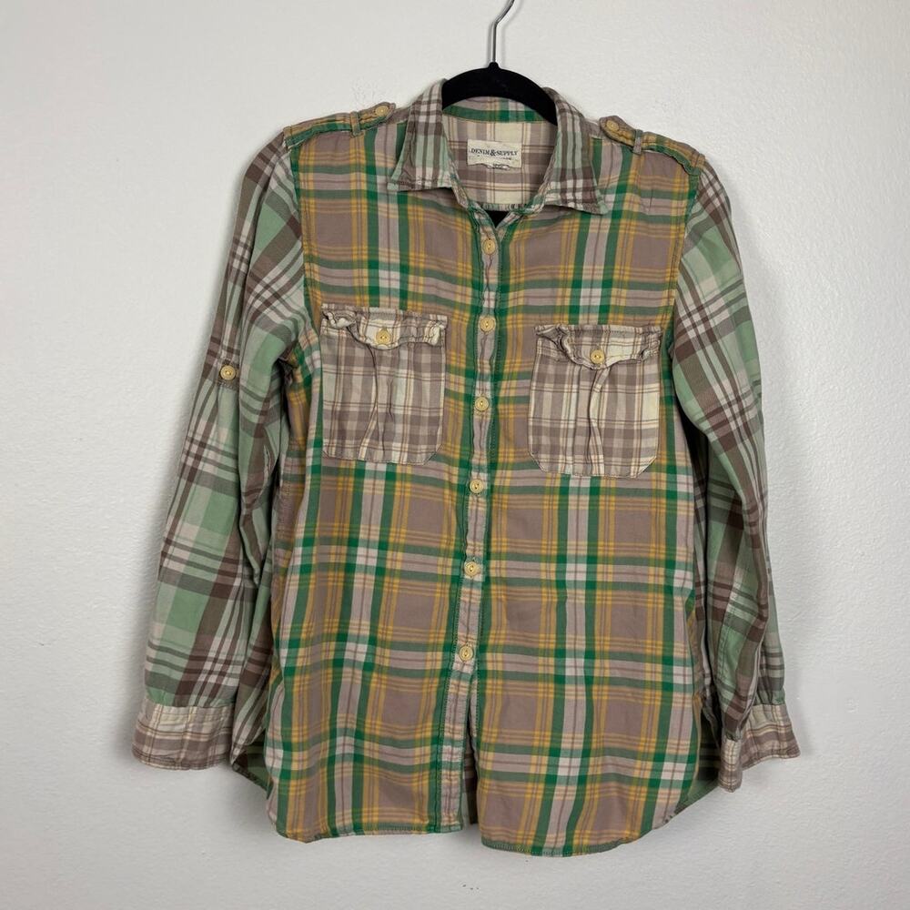 Ralph Lauren Denim & Supply Plaid Pocket Front y2k 2000s Button Down Small